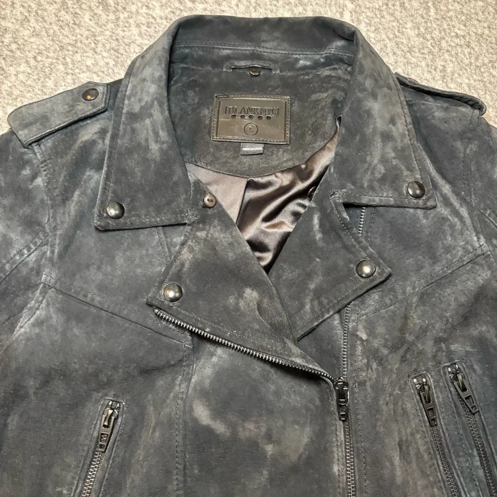 Blank NYC Women’s Suede Moto Jacket Asymmetrical Zip Soft Black Onyx Size L - Picture 5 of 14